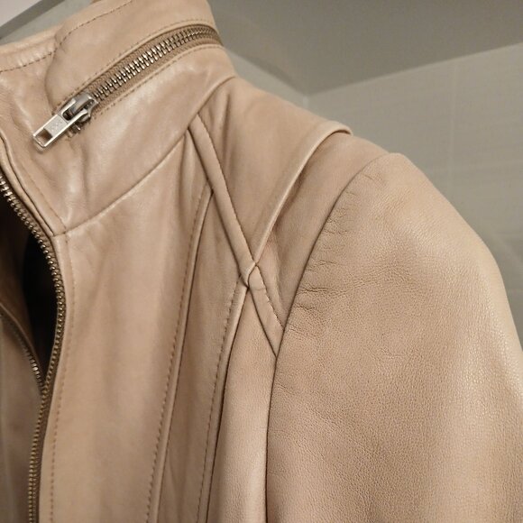 Mackage Cream Leather Jacket Woman - Picture 3 of 15